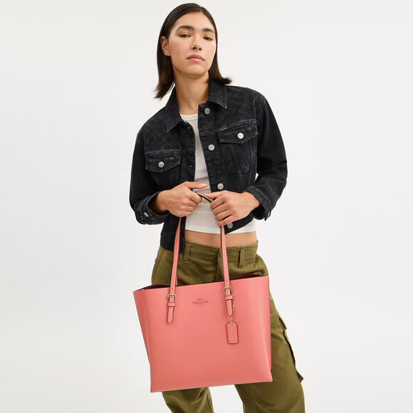 💕Coach NWT Dark Coral Mollie Tote with Gold hardware - Picture 4 of 11